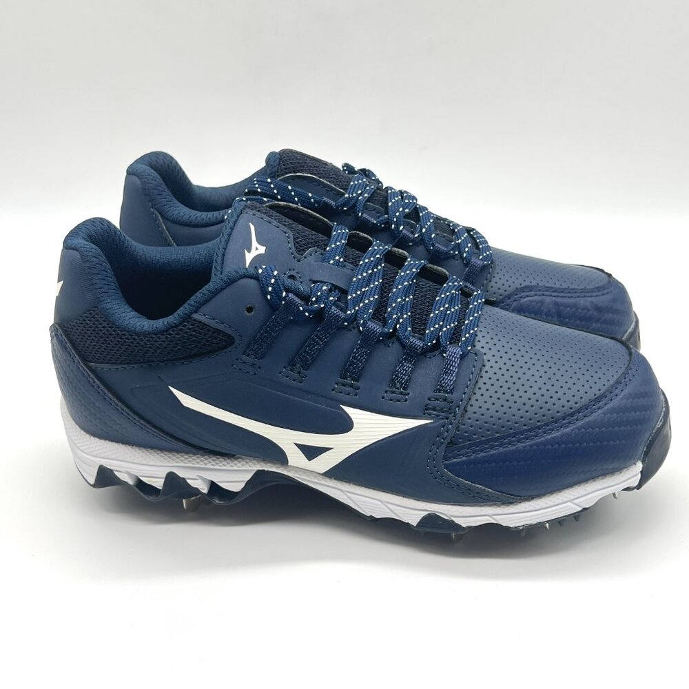 Mizuno Size 5‎ 9 Spike Swift 6 Navy Blue White Low Metal Softball Cleat Shoes